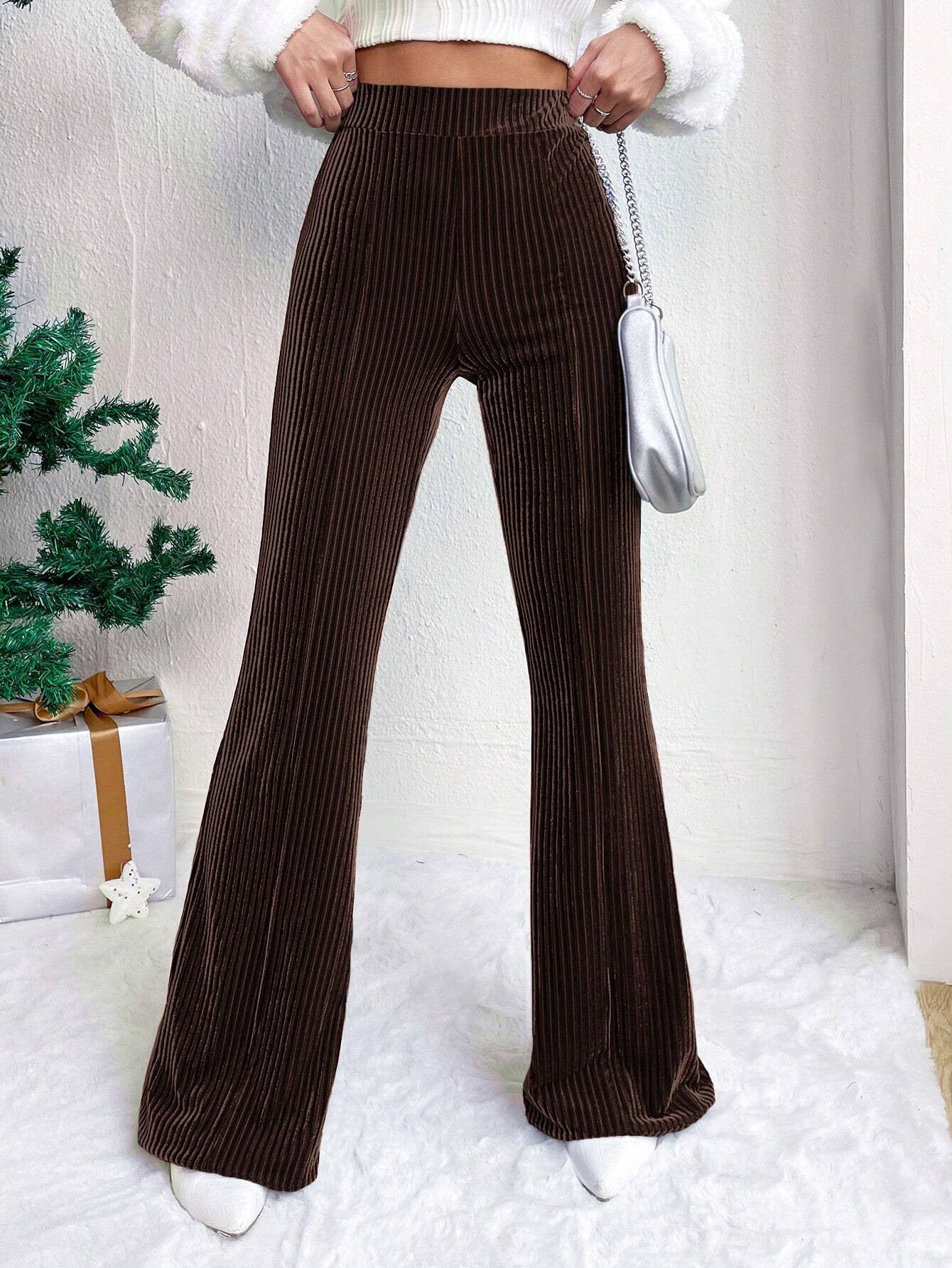 High Waist Lamp Wick Corduroy Bell-bottom Pants