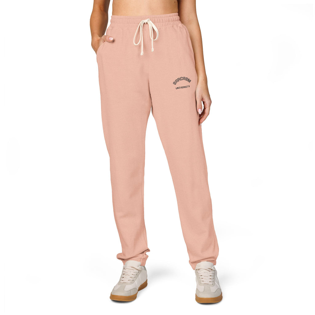 Unisex Sarcasm University  Sweatpants — Minimal Embroidered Logo Fleece Joggers