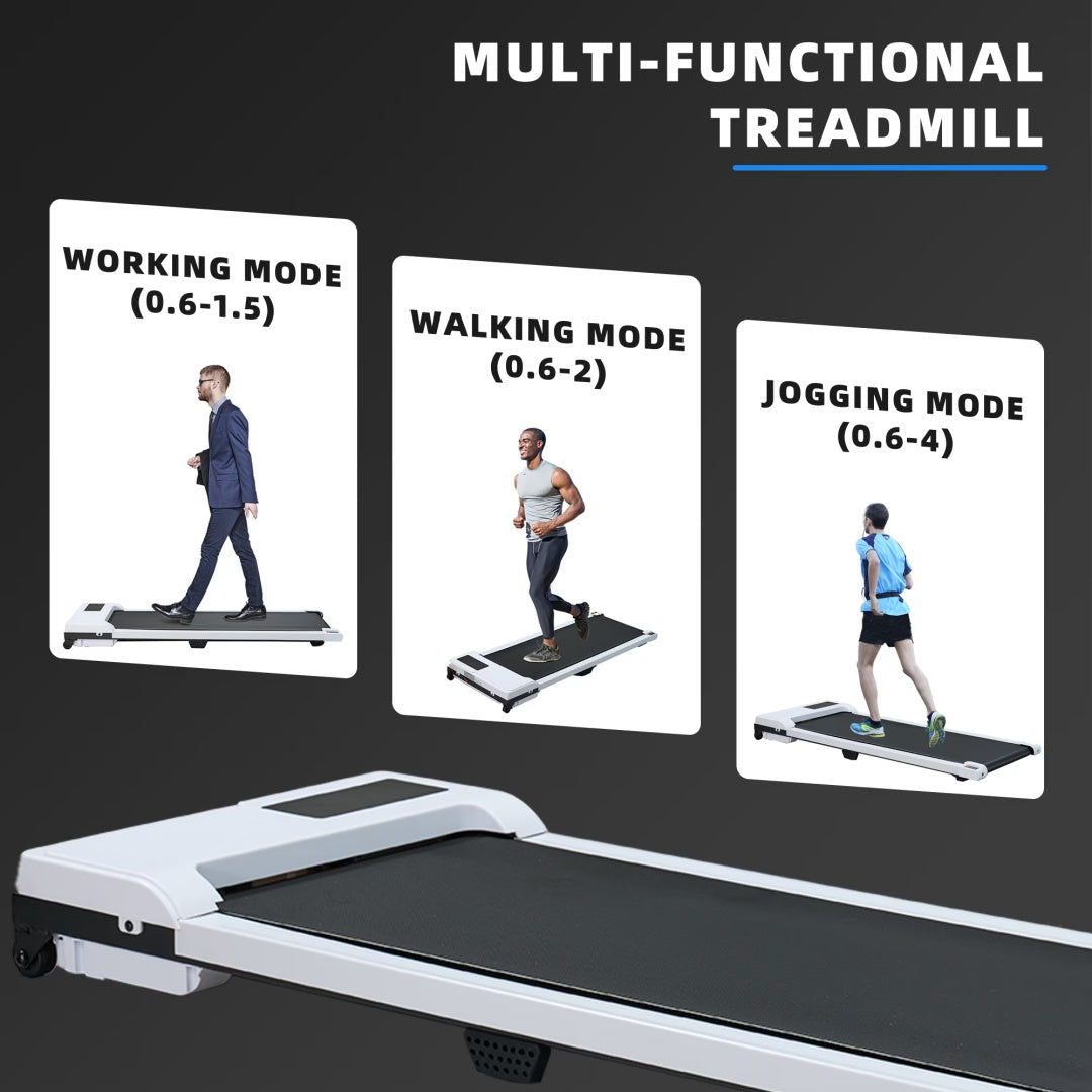 white 2.0 HP 3 In-1 Portable Walking Pad Treadmill- Quiet Under Desk Cardio Machine