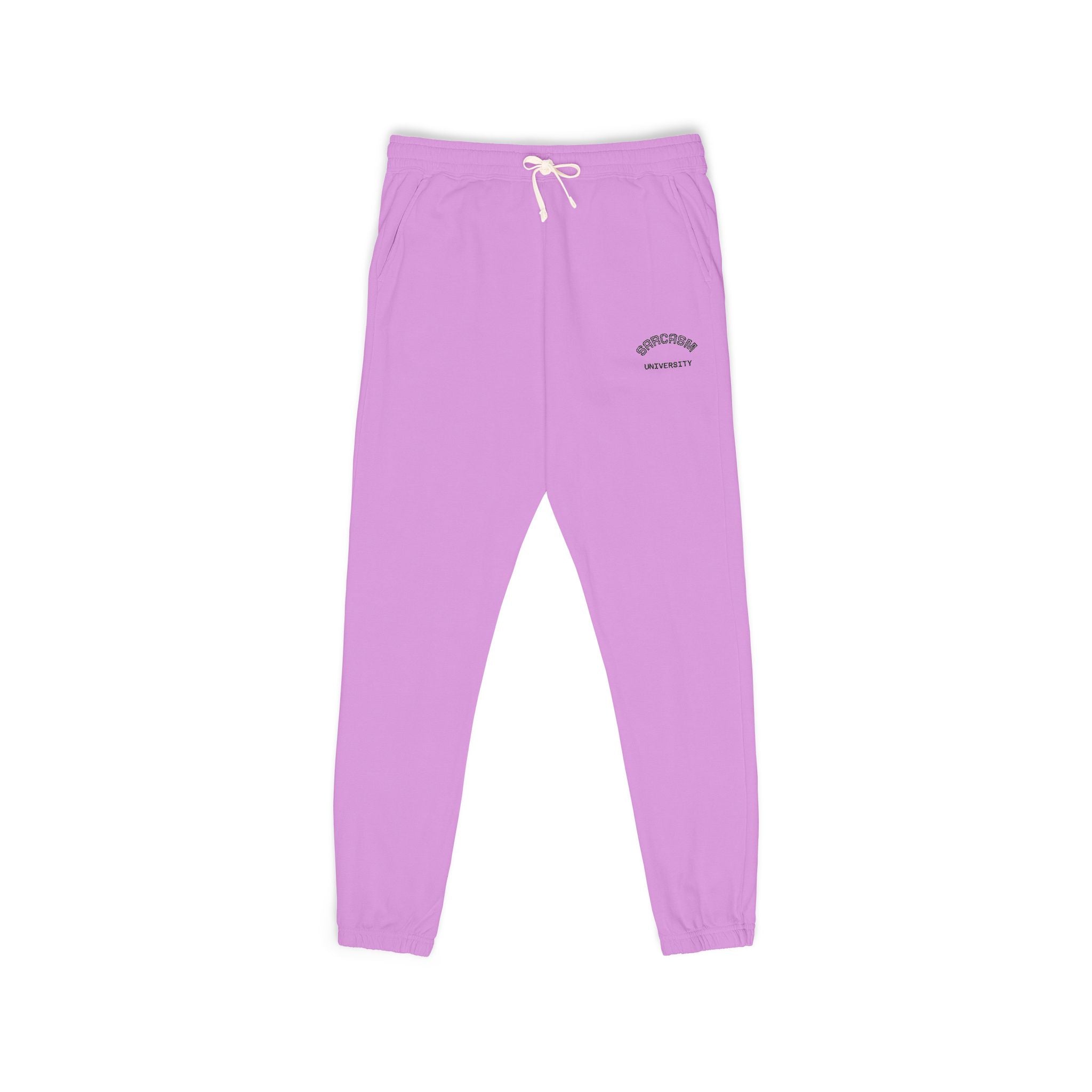 Unisex Sarcasm University  Sweatpants — Minimal Embroidered Logo Fleece Joggers