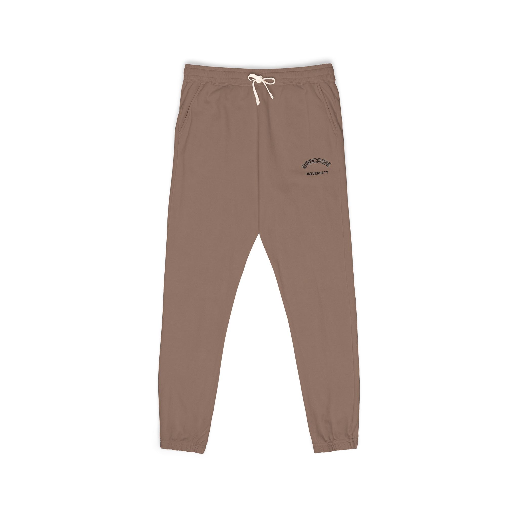 Unisex Sarcasm University  Sweatpants — Minimal Embroidered Logo Fleece Joggers