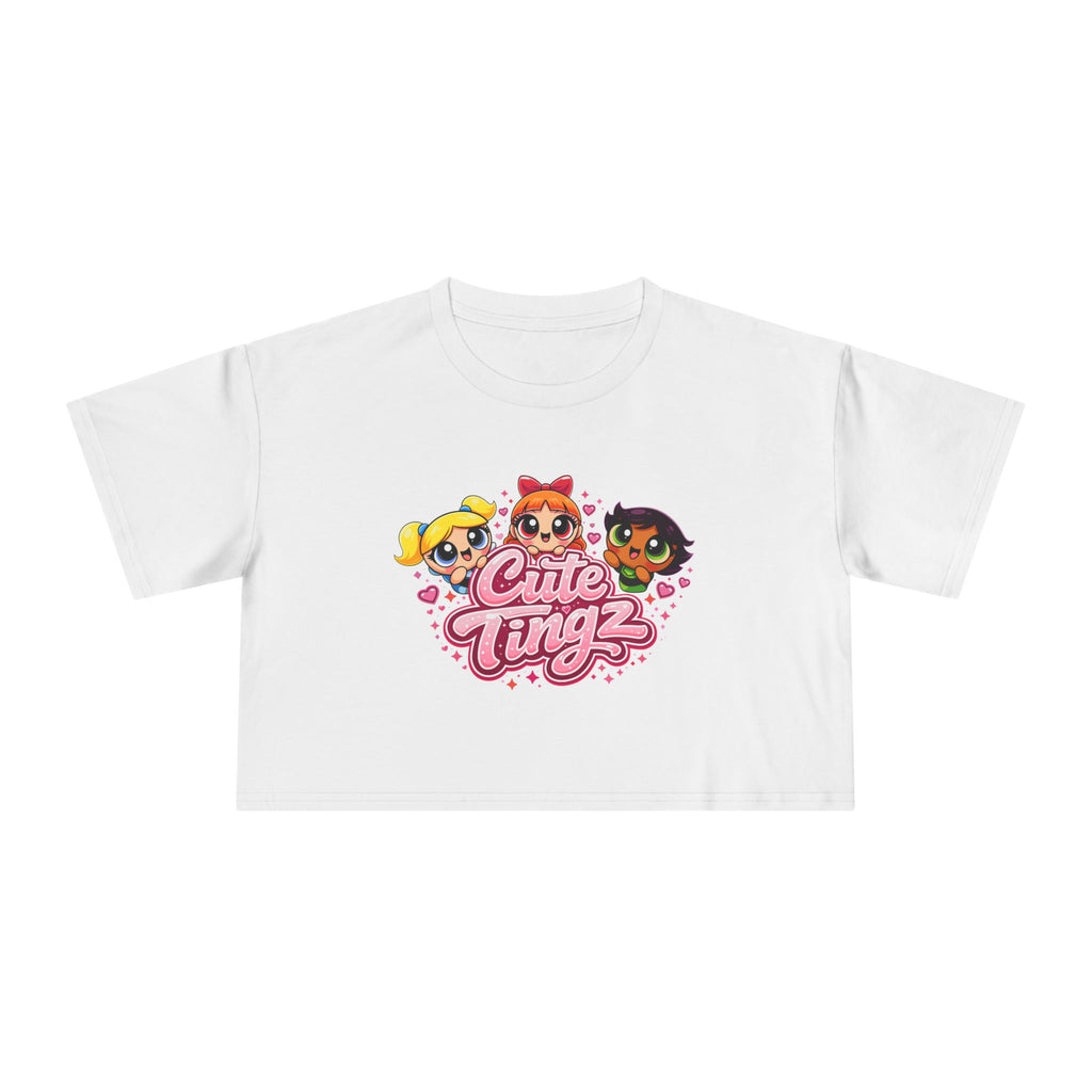 Cute Tingz Trio Retro graphic Crop Tee
