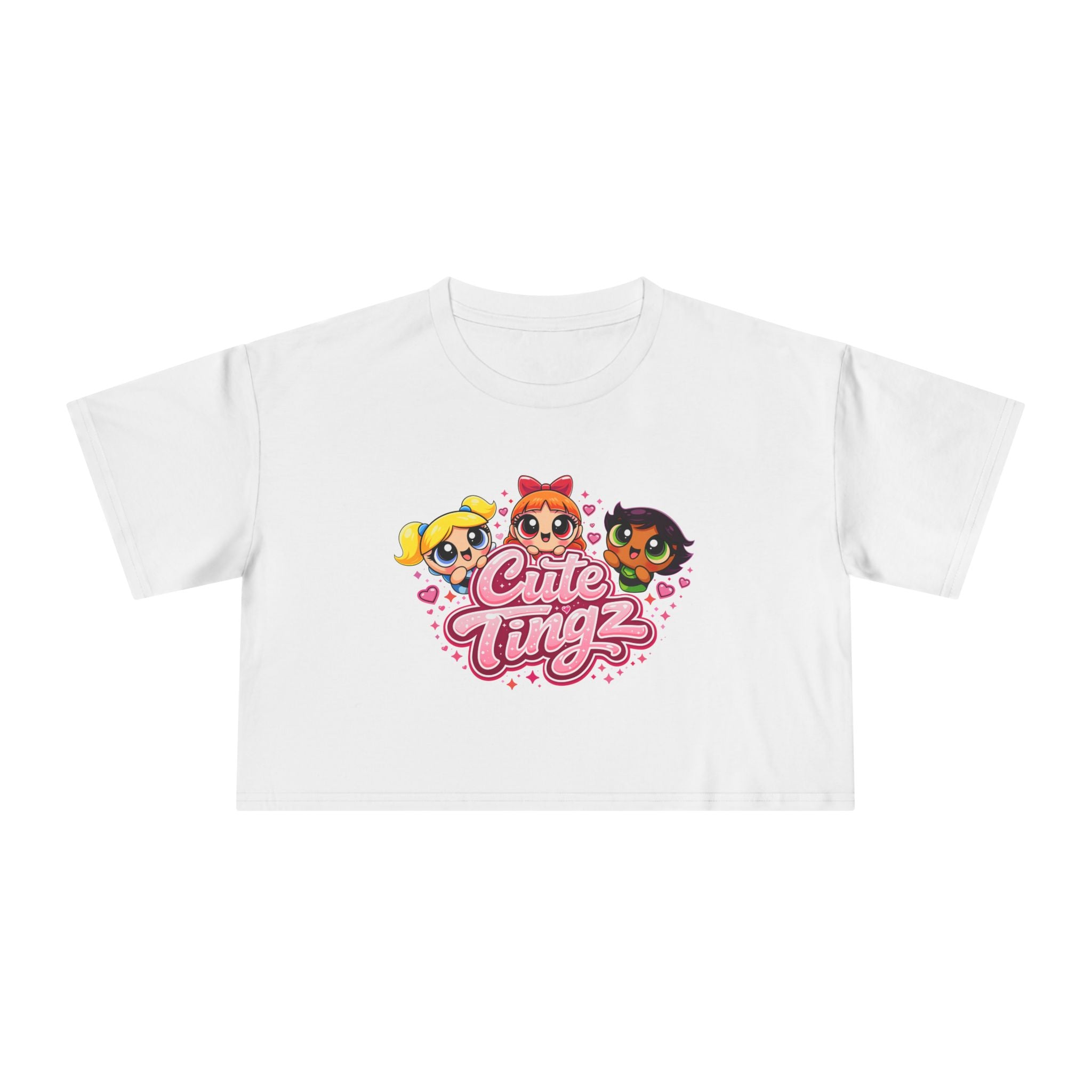 Cute Tingz Trio Retro graphic Crop Tee