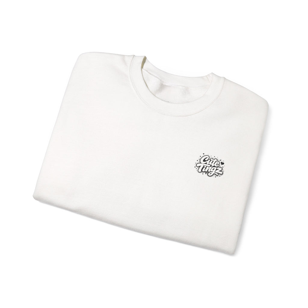 Adult Crewneck Sweatshirt — White Graphic Logo Pullover