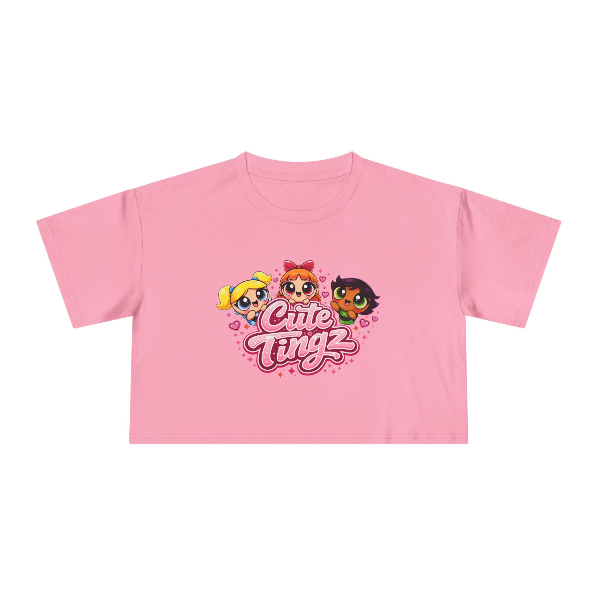 Cute Tingz Trio Retro graphic Crop Tee