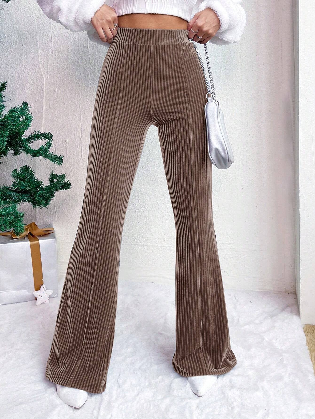 High Waist Lamp Wick Corduroy Bell-bottom Pants