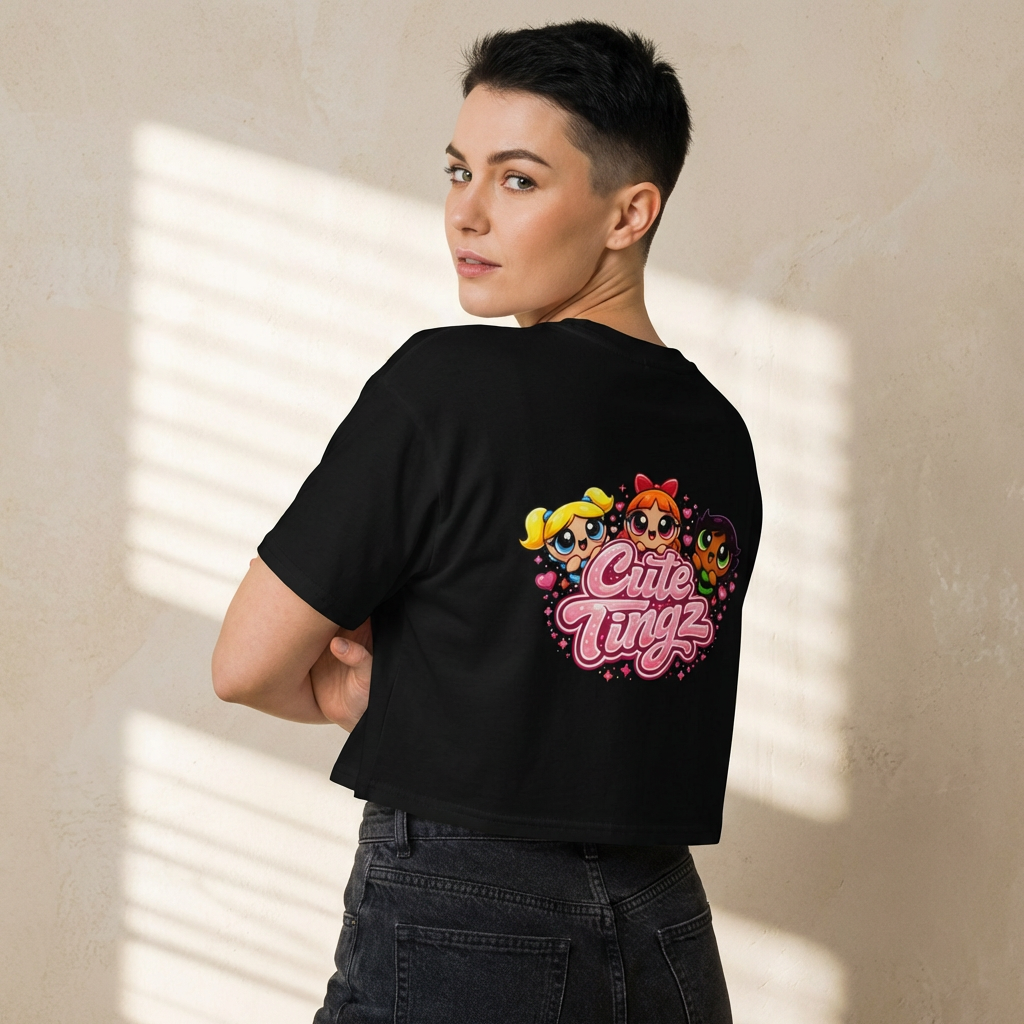 Cute Tingz Graphic Retro Crop Tee