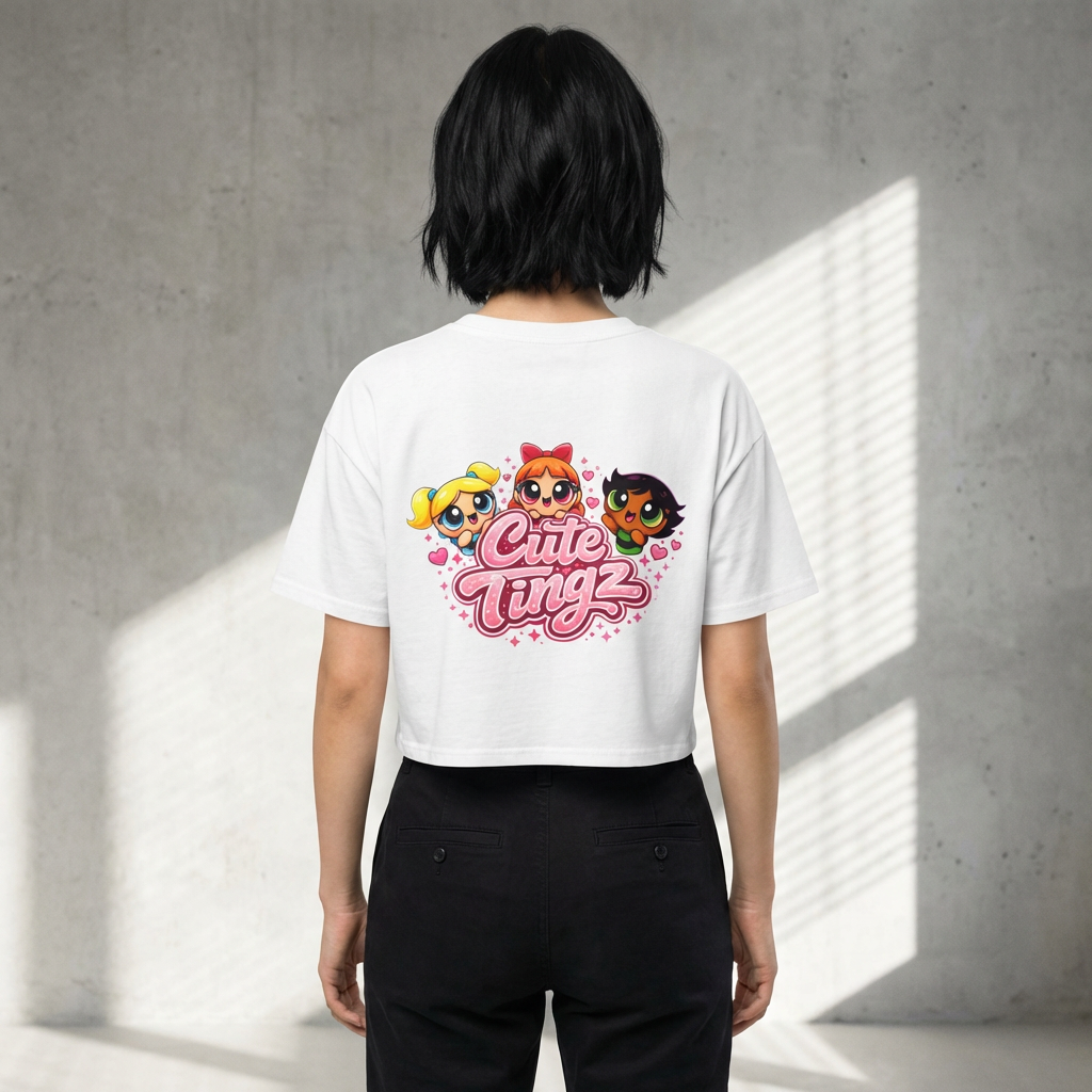 Cute Tingz Graphic Retro Crop Tee
