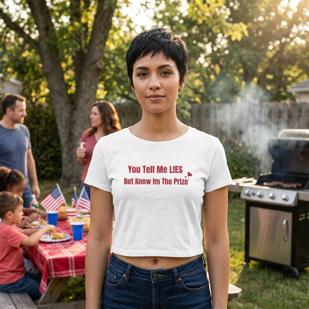 You Tell Me Lies But Know Im The Prize Cropped Tee