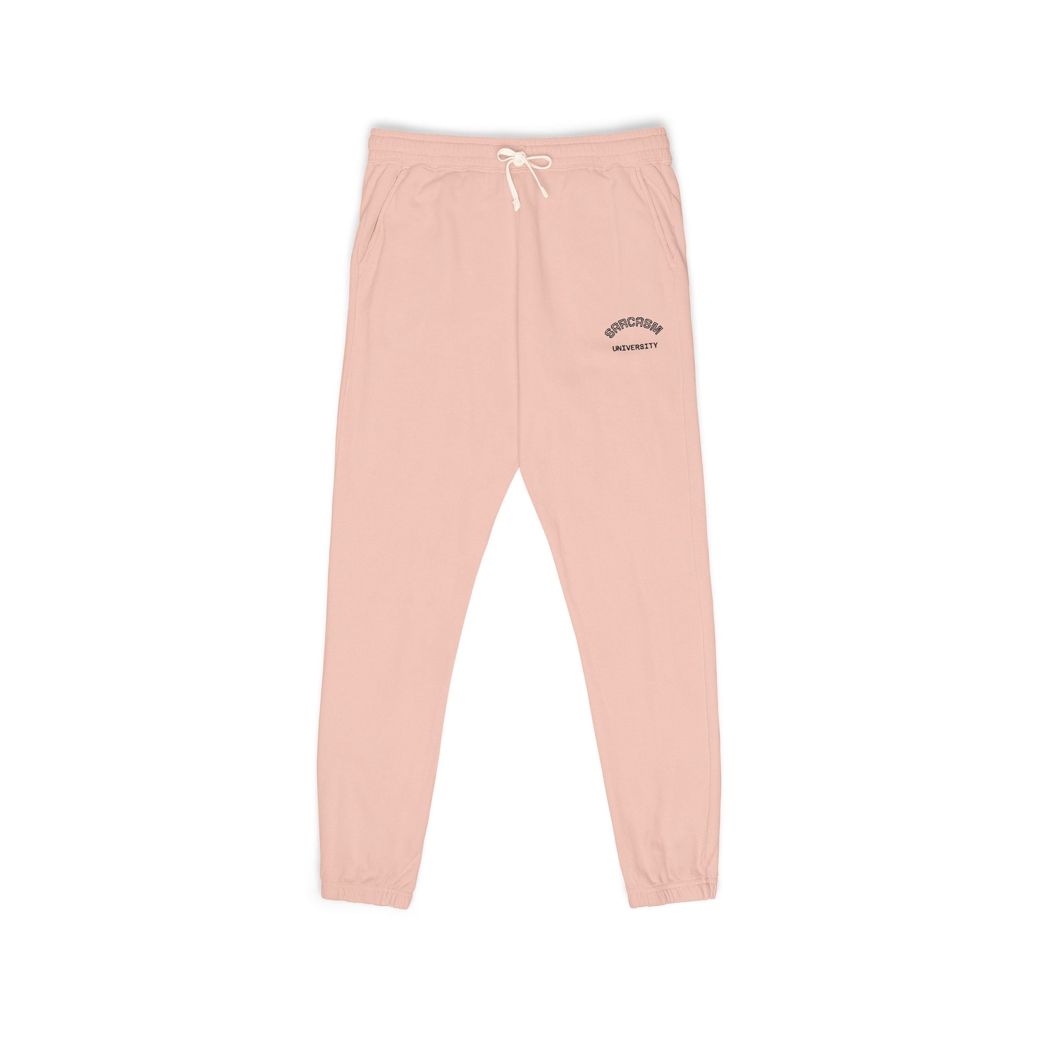 Unisex Sarcasm University  Sweatpants — Minimal Embroidered Logo Fleece Joggers