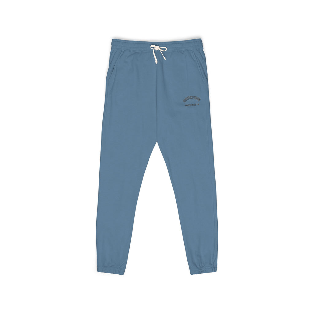 Unisex Sarcasm University  Sweatpants — Minimal Embroidered Logo Fleece Joggers