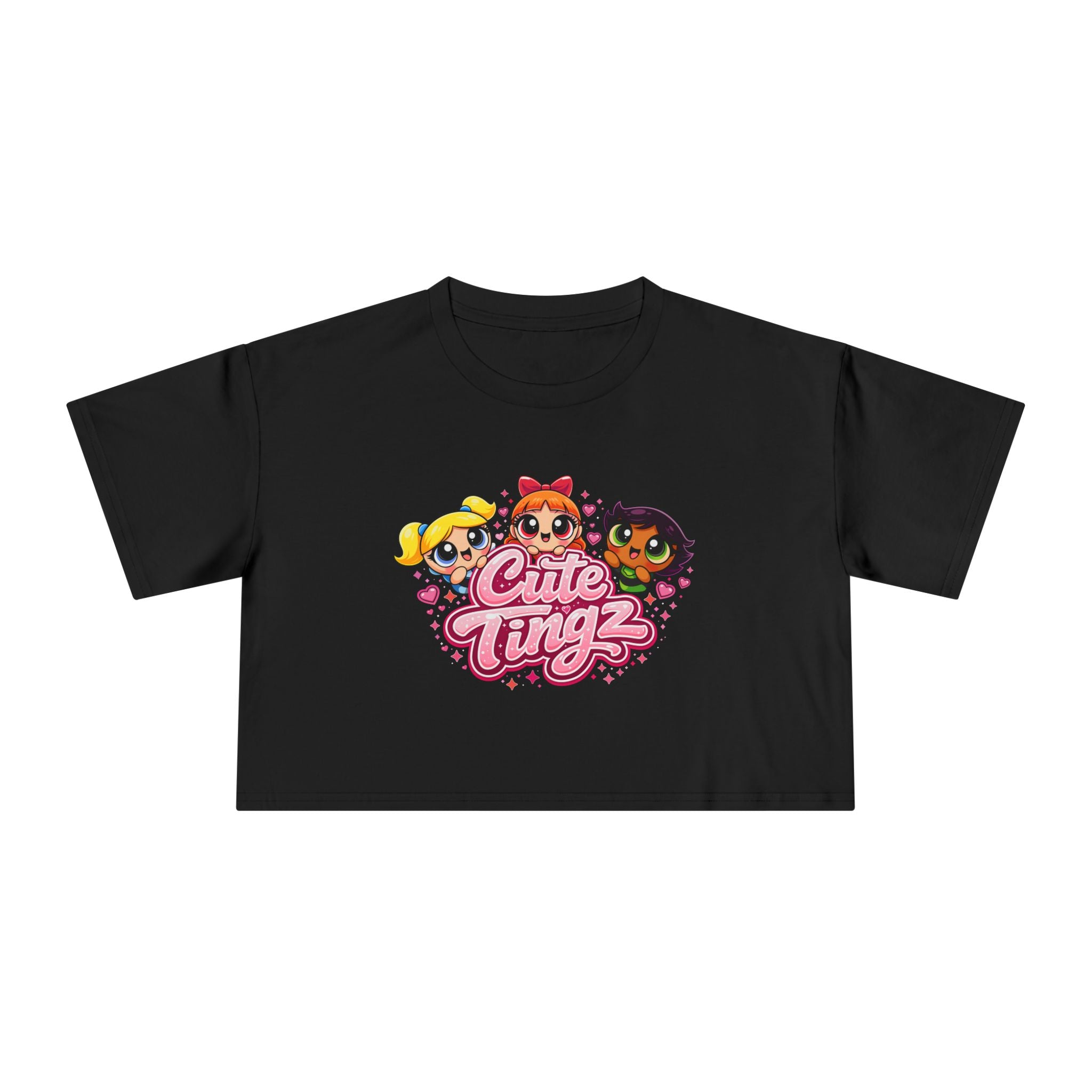 Cute Tingz Trio Retro graphic Crop Tee