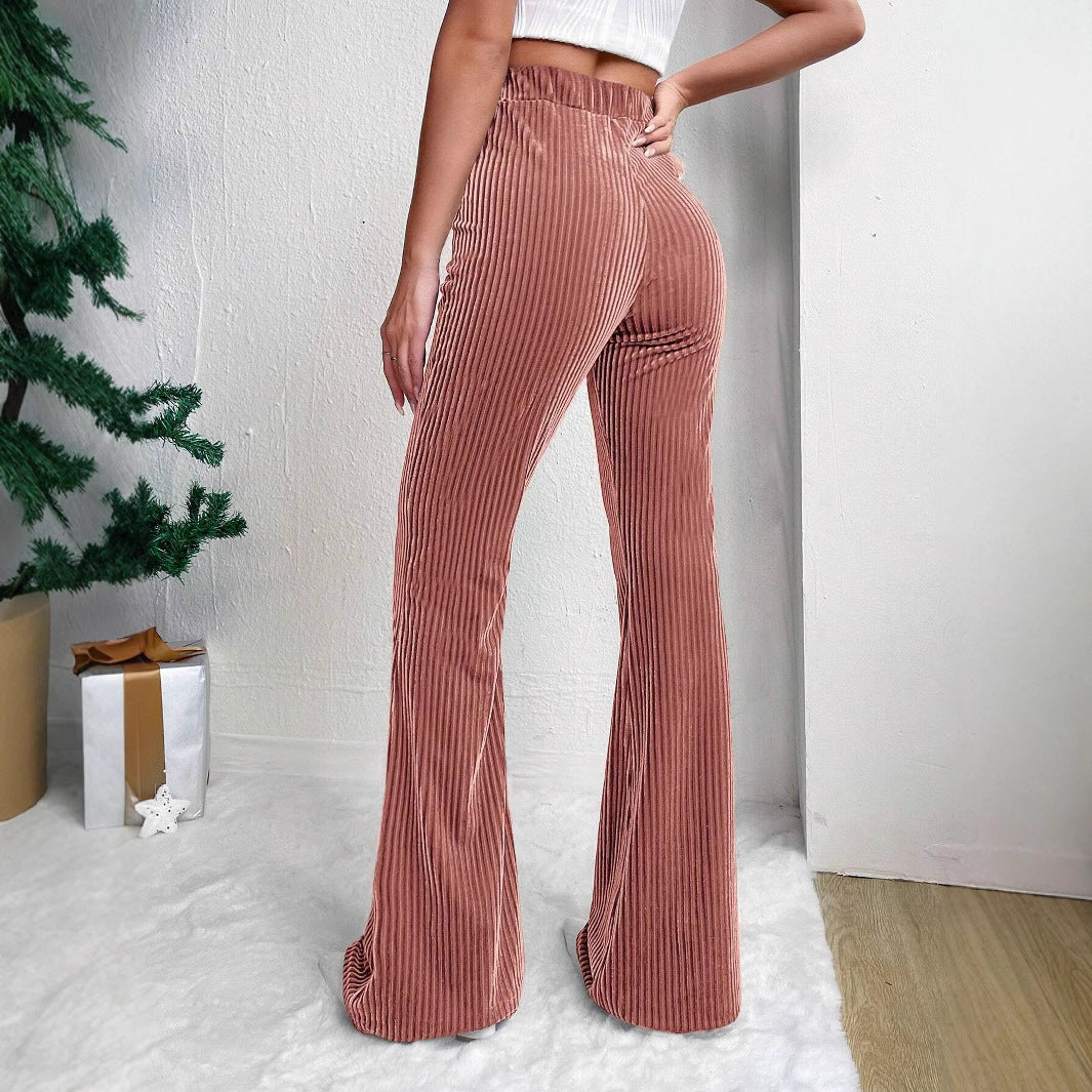 High Waist Lamp Wick Corduroy Bell-bottom Pants