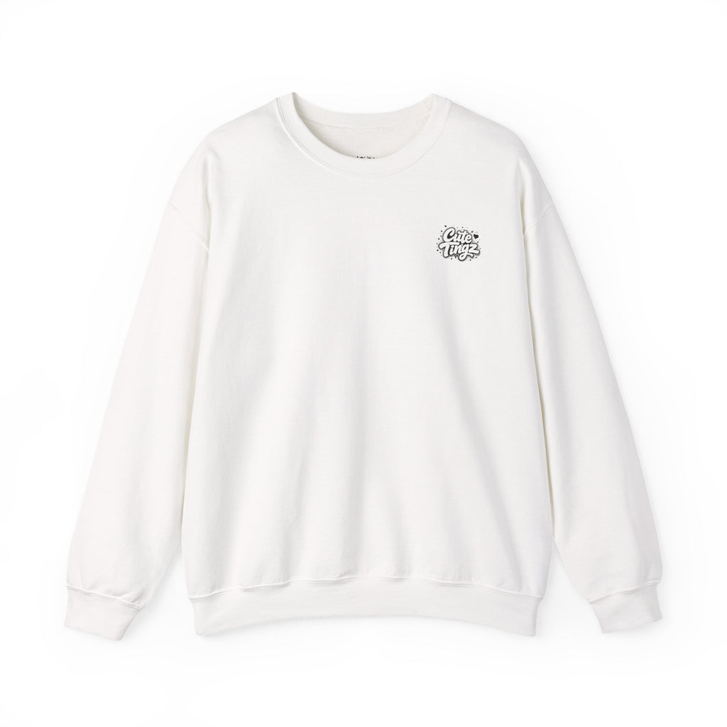 Adult Crewneck Sweatshirt — White Graphic Logo Pullover