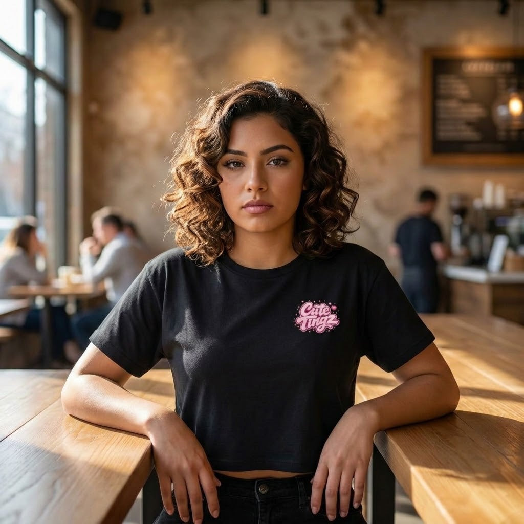 Cute Tingz graphic Retro Crop Tee