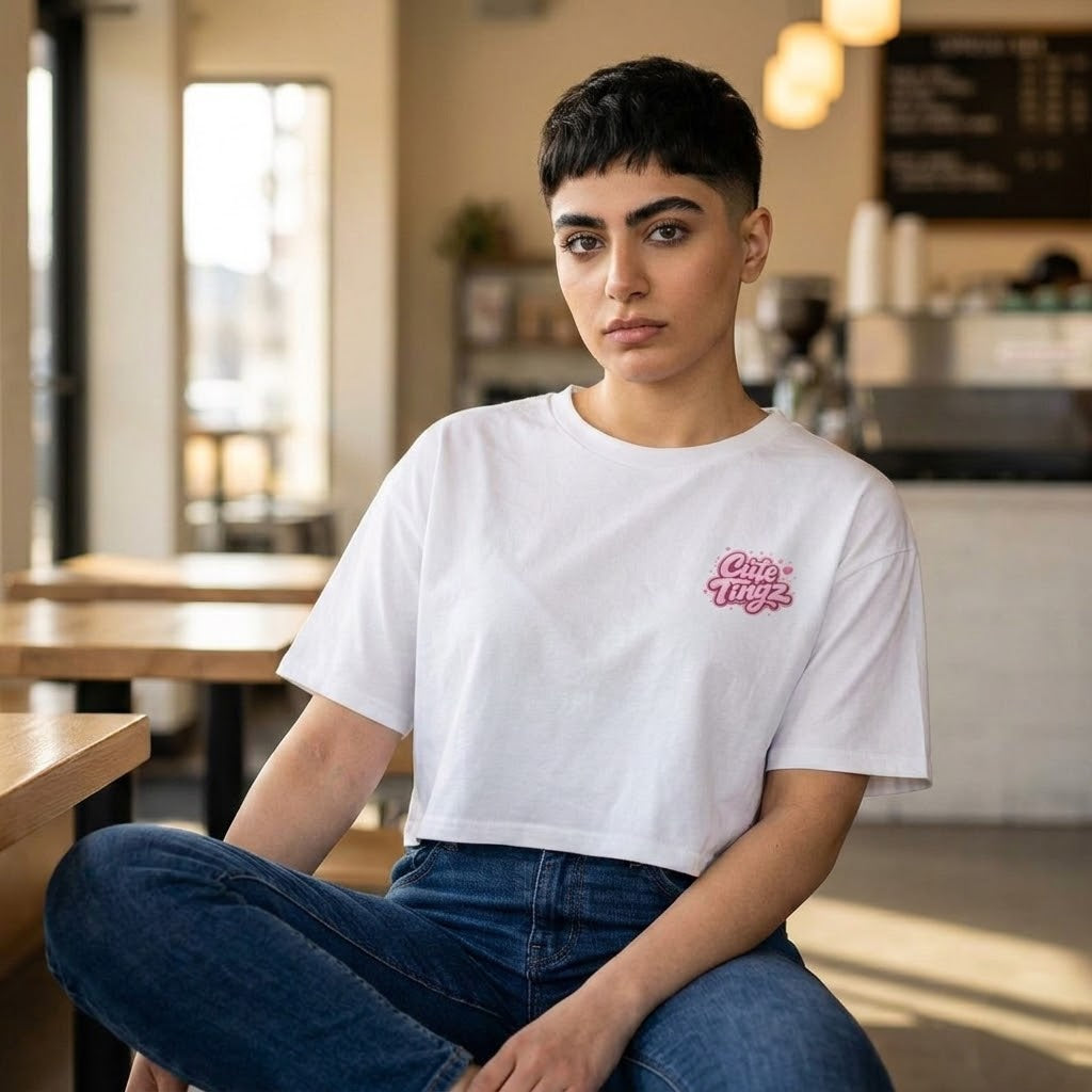 Cute Tingz graphic Retro Crop Tee