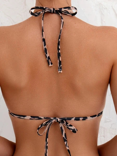 Leopard Print Shell Strap Swim Set