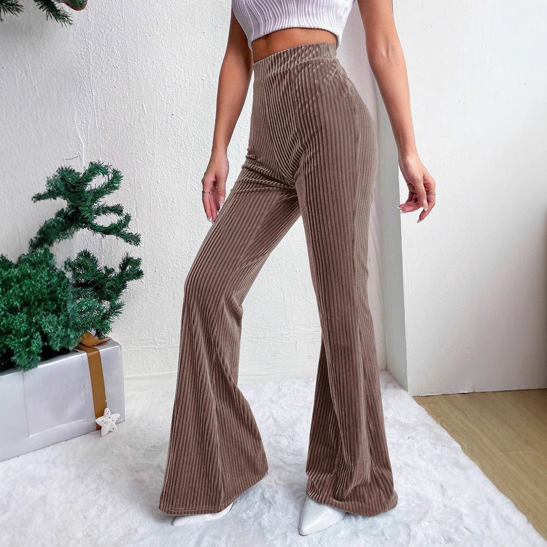 High Waist Lamp Wick Corduroy Bell-bottom Pants